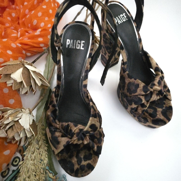 PAIGE Shoes - PAIGE Leopard Print Knot Front Platform Sandals - Brown Sz 8m